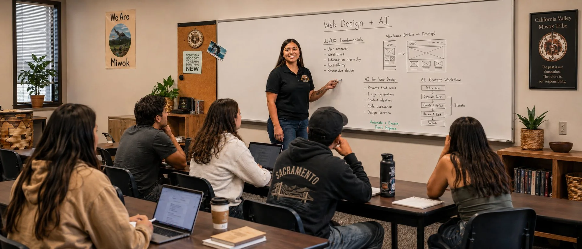 Miwok youth engaged in culturally grounded learning and education