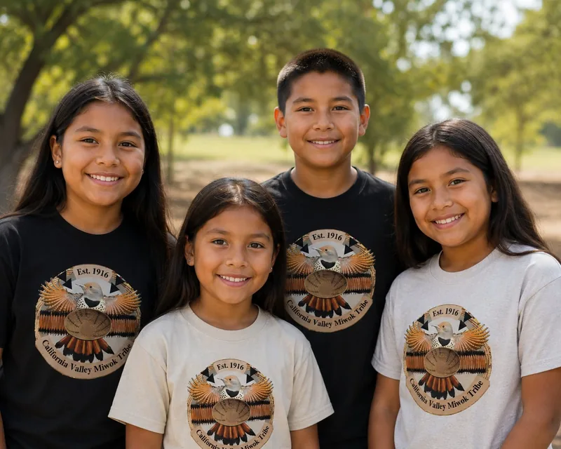 California Valley Miwok children gathered together at a tribal community event