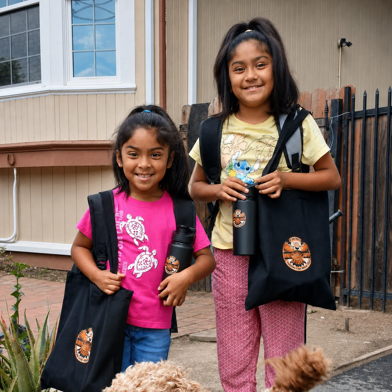 Young members of the California Valley Miwok Tribe heading to school